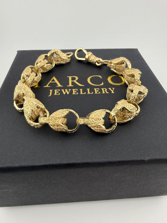 9ct Gold Tulip Bracelet 8.5" 11mm 27.84g