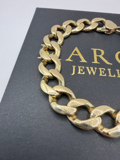 9ct Gold Curb Bracelet 8.2" 11mm 32.55g