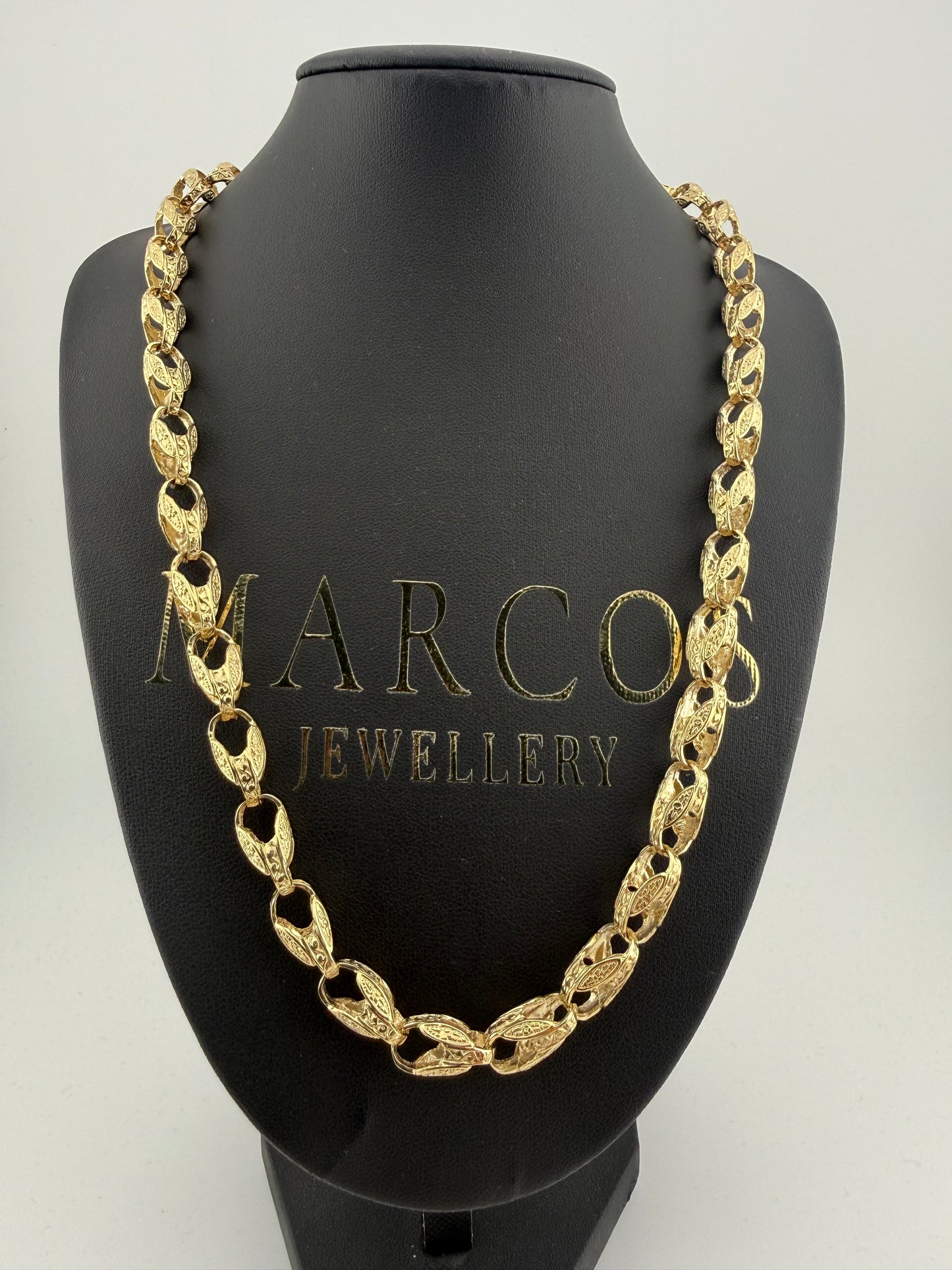 9ct Gold Tulip Chain 22.25" 8mm 51.7g