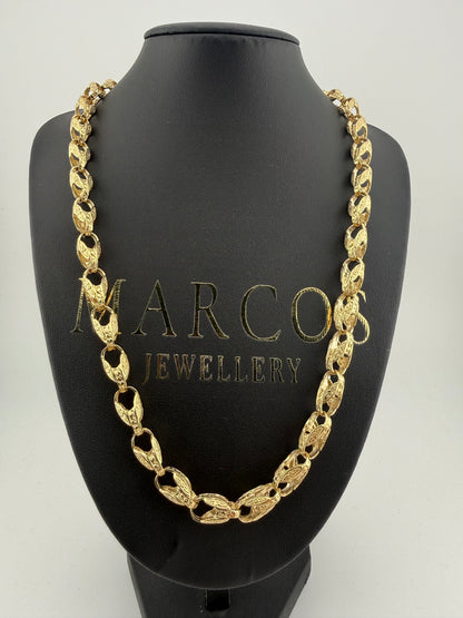 9ct Gold Tulip Chain 22.25" 8mm 51.7g