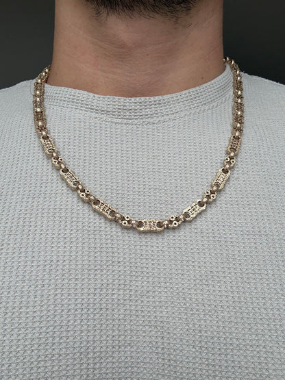 9ct Gold Stars & Bars Chain 24.5" 7mm 62.94g