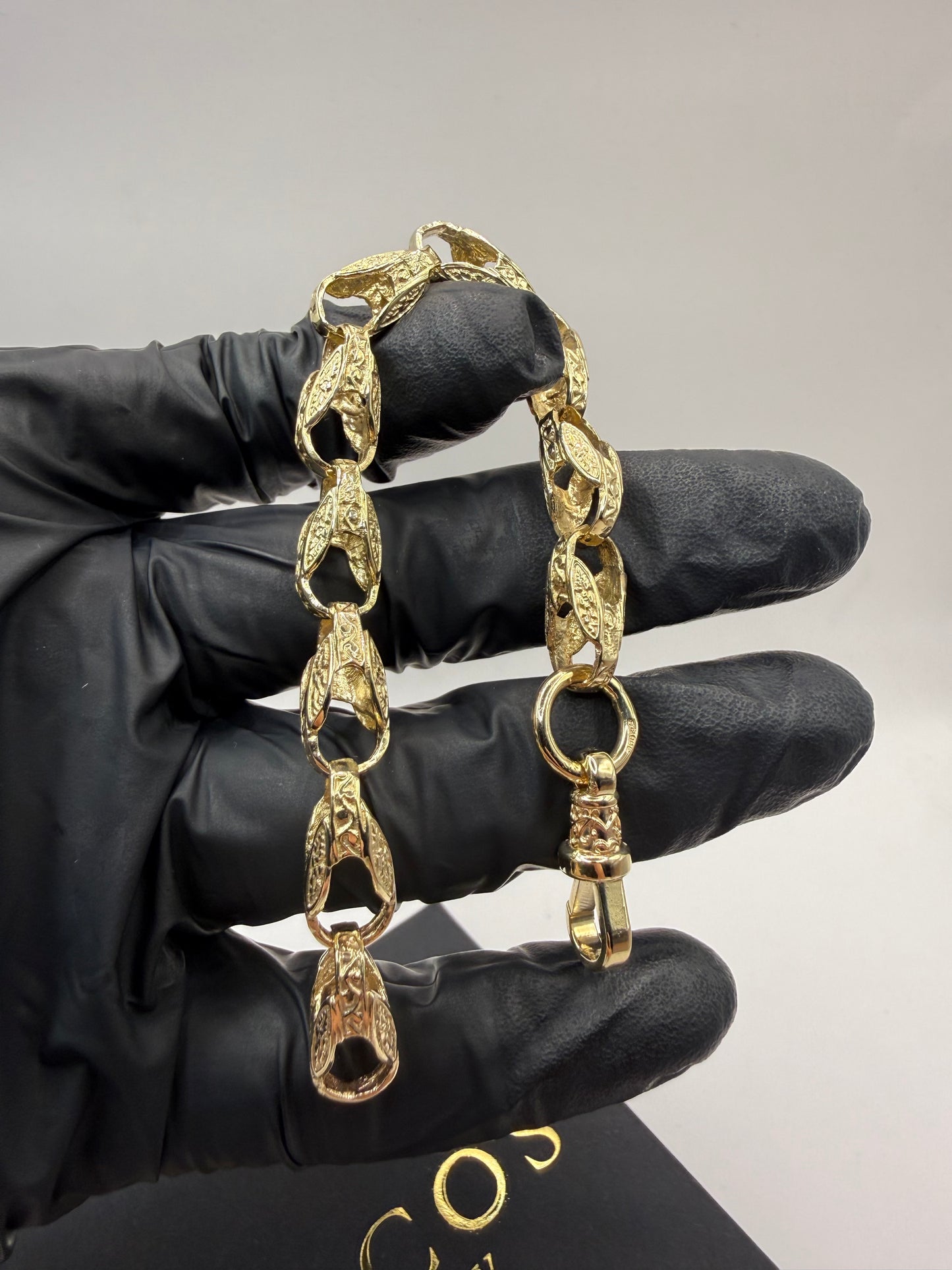 9ct Gold Tulip Bracelet 7" 8mm 17.3g