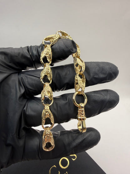 9ct Gold Tulip Bracelet 7" 8mm 17.3g