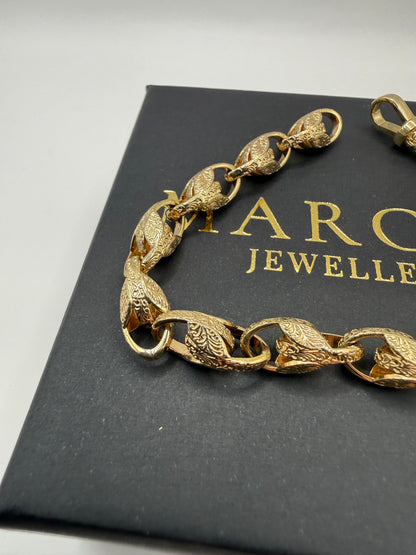 9ct Gold Tulip Bracelet 8.75" 8mm 27.26g