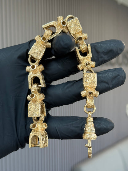 9ct Gold Lego Bracelet 9.5" (fits 8.5” due to thickness) 16.5mm 92.1g