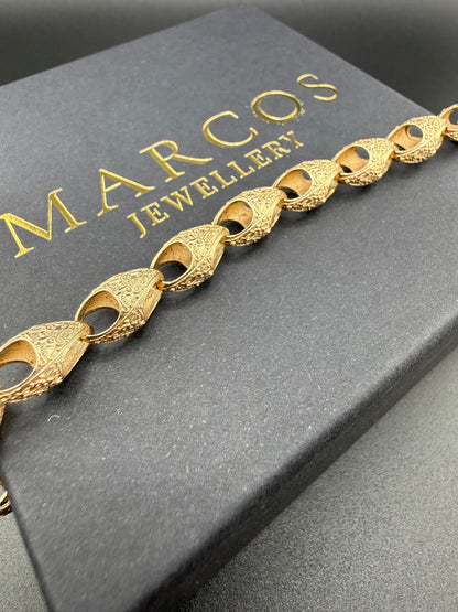 9ct Gold Acorn Bracelet 7" 8mm 12.49g