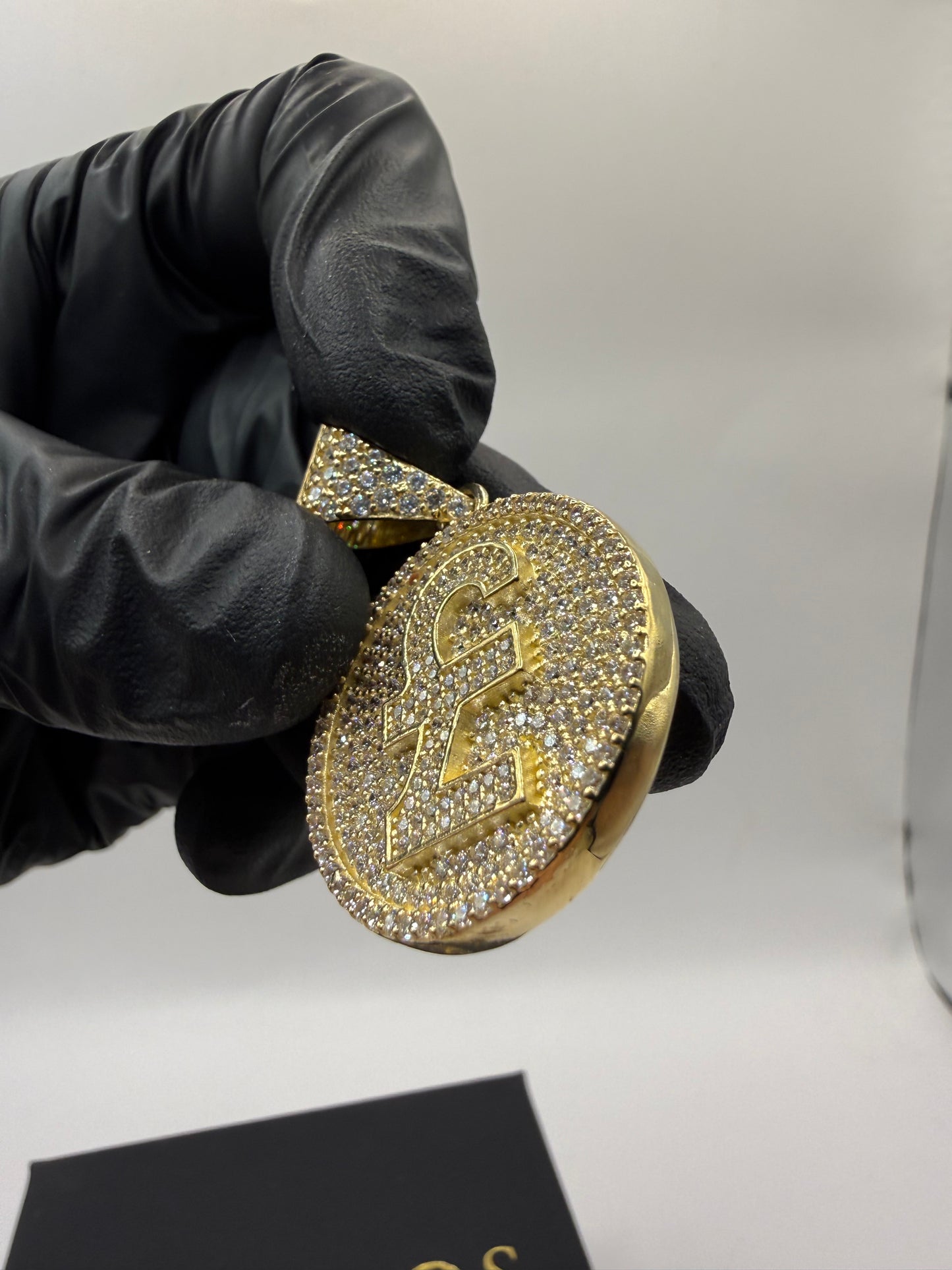 9ct Gold Pound Sign Pendant 1.9" 29mm 9mm bale 12.1g