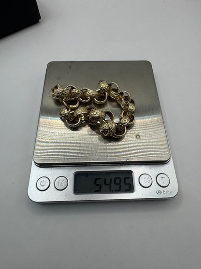 9ct Gold Belcher Bracelet 9.75” 12mm 55g