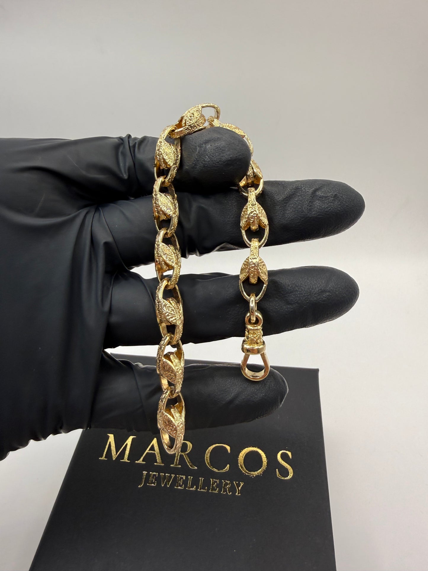 9ct Gold Tulip Bracelet 7.4" 8mm 23.6g