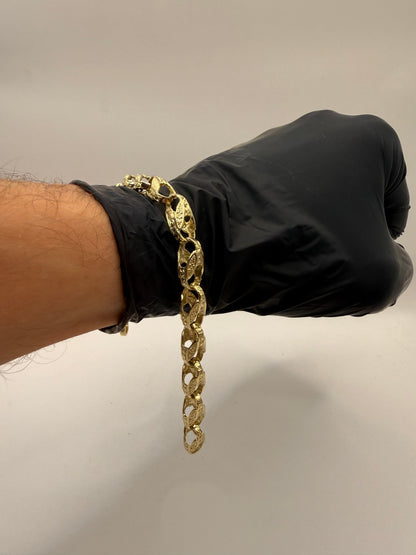 9ct Gold Tulip Bracelet 9.4" 8/9mm 22.08g