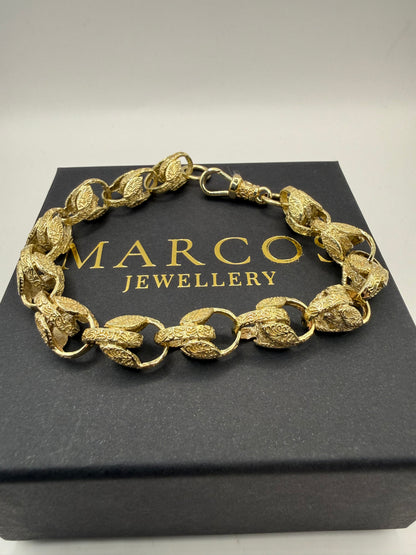 9ct Gold Tulip Bracelet 9.65" 11mm 35.2g