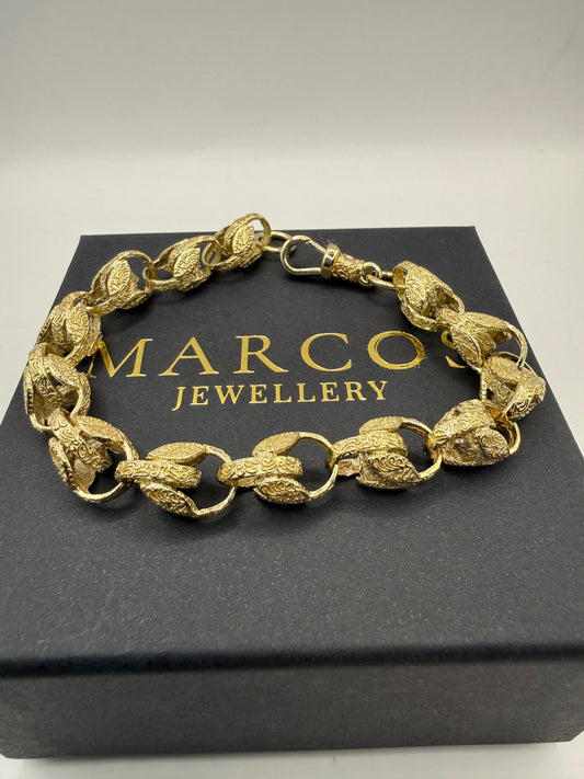 9ct Gold Tulip Bracelet 9.65" 11mm 35.2g