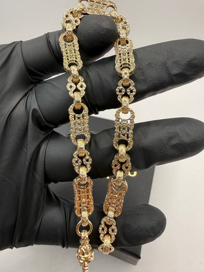 9ct Gold Stars & Bars Bracelet 9" 7mm 23.38g