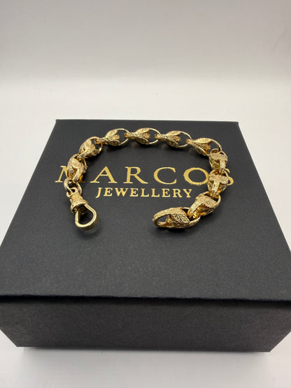 9ct Gold Tulip Bracelet 7" 8mm 21.13g