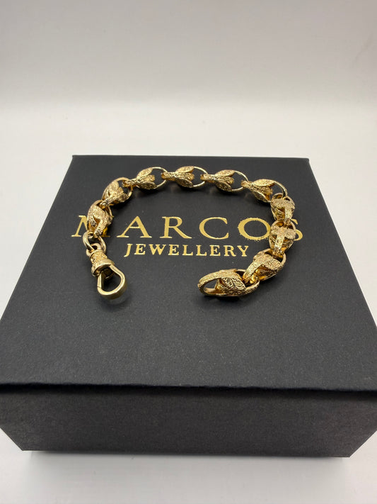 9ct Gold Tulip Bracelet 7" 8mm 21.13g