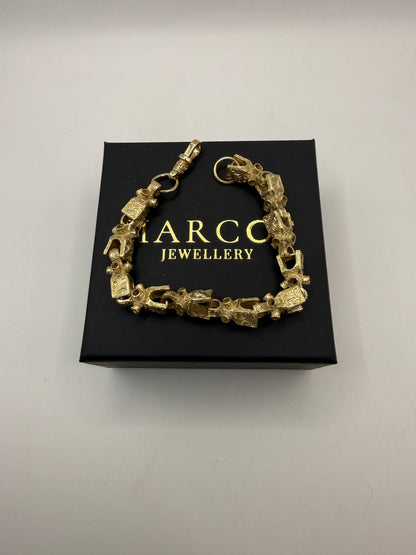 9ct Gold Lego Bracelet 9.5" 12mm 46g