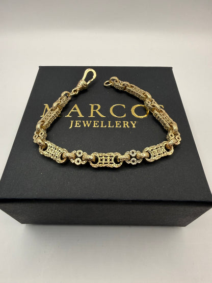 9ct Gold Stars & Bars Bracelet 8.5" 7mm 21.86g