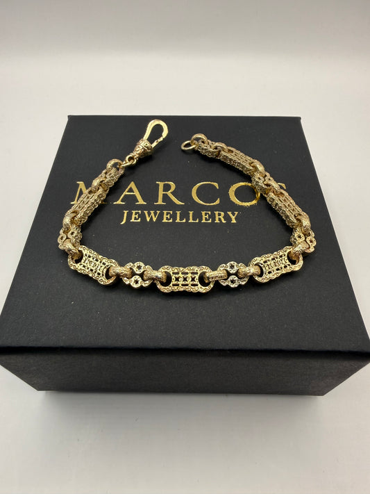 9ct Gold Stars & Bars Bracelet 8.5" 7mm 21.86g