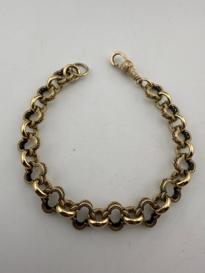 9ct Gold Designer Style Bracelet 7.5" 10mm 19g