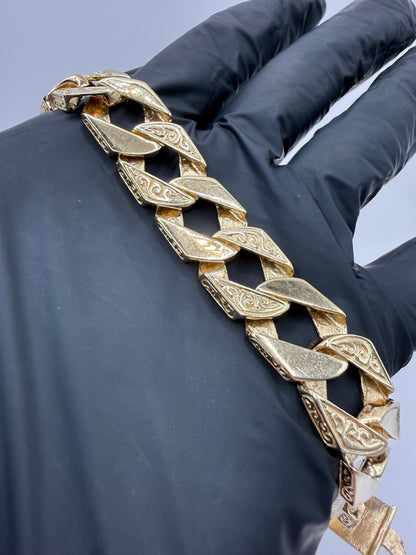 9ct gold chaps bracelet 9" 12mm 57.9g