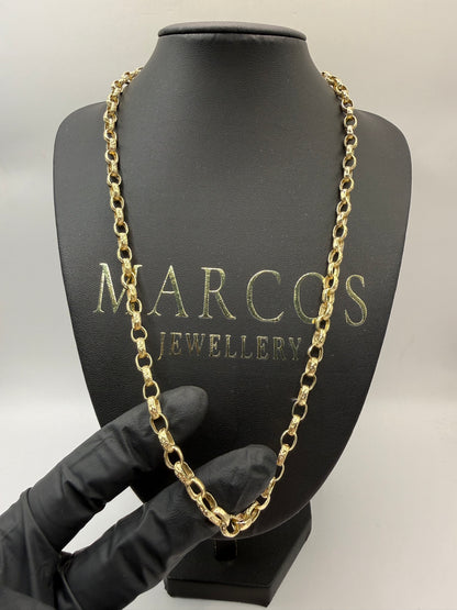 9ct Gold Oval Belcher Chain 22.25" 6mm 30.39g