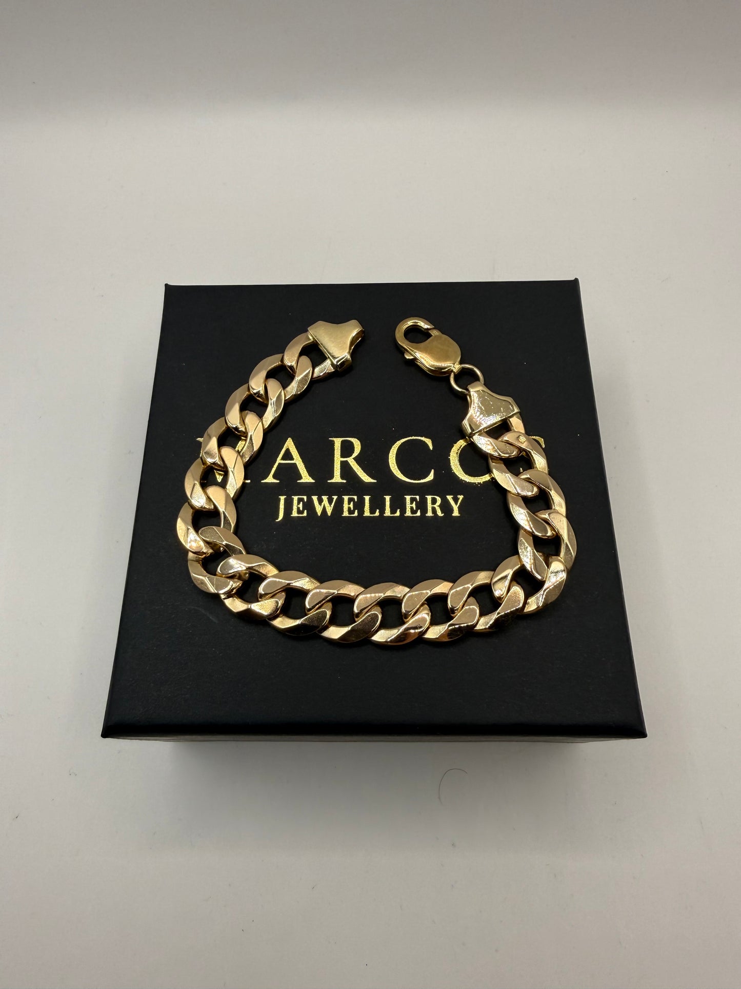 9ct Gold Curb Bracelet 8.1" 12mm 41.2g