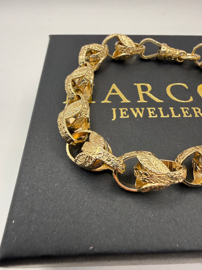 9ct Gold Tulip Bracelet 8.7" 11mm 37.9g