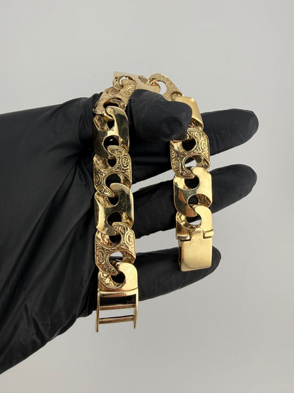 9ct Gold Mariner Link Bracelet 7.5" 17mm 51.3g