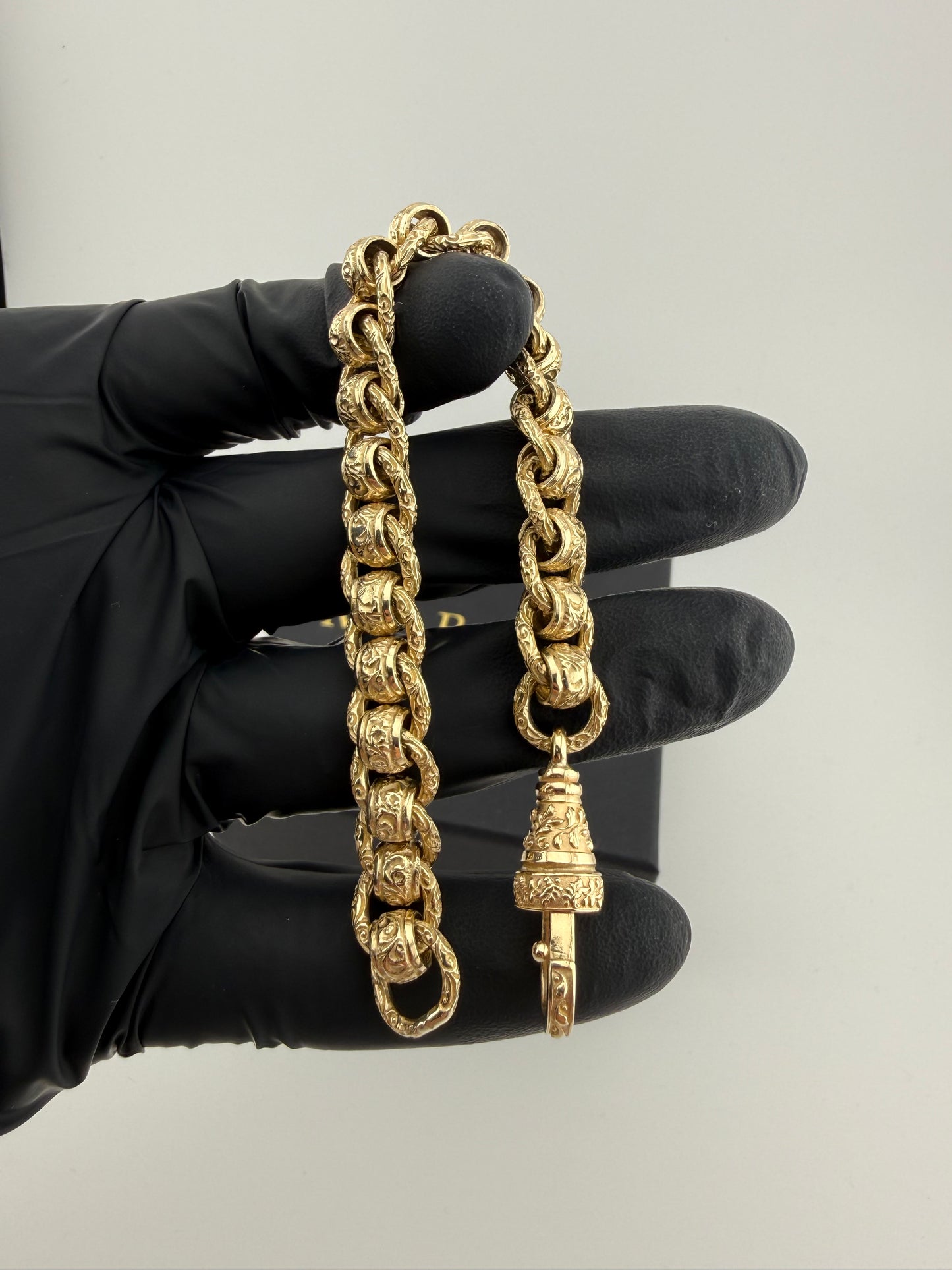 9ct Gold Roller Ball Bracelet 7.65" 10mm 41.2g