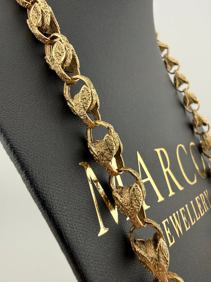 9ct Gold Tulip Chain 24.5" 10mm 81.5g