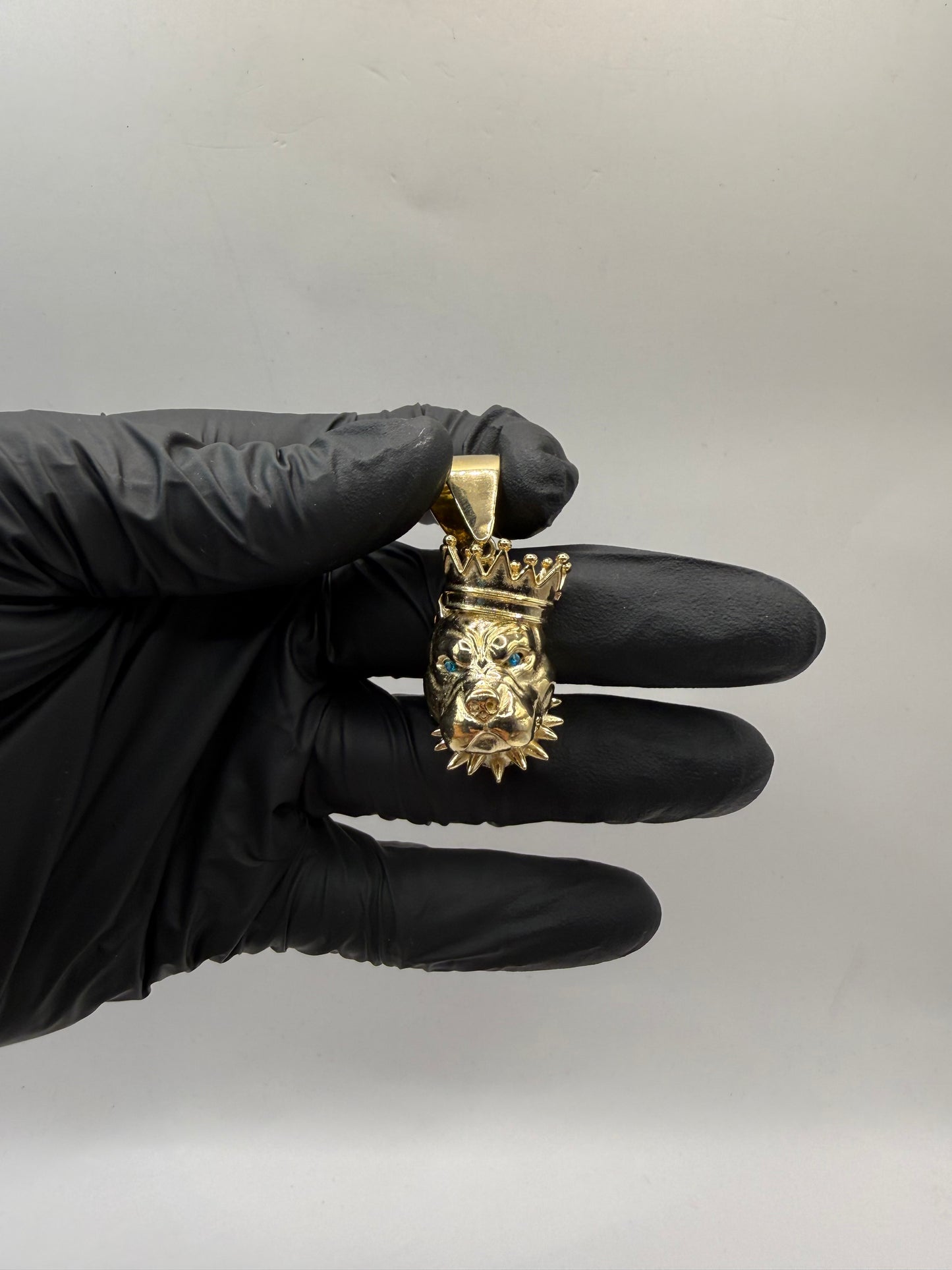 9ct Gold Bulldog Head Pendant 2" 19mm 9mm bale 12.1g