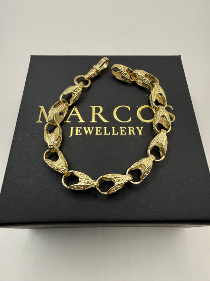 9ct Gold Tulip Bracelet 8.2" 8mm 19g