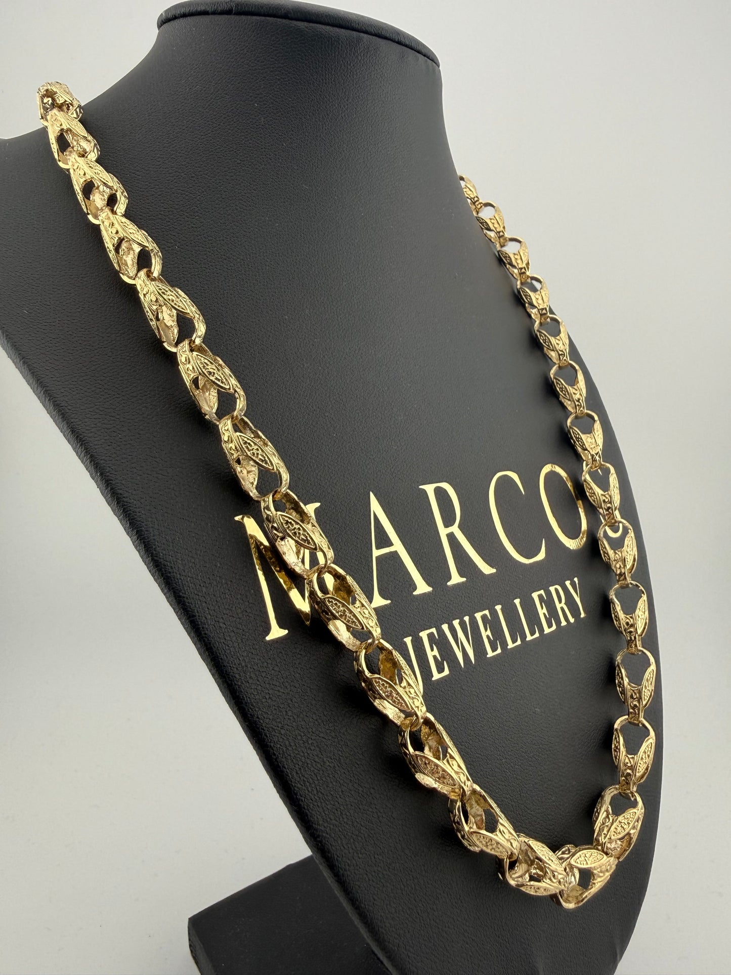 9ct Gold Tulip Chain 22.25" 8mm 51.7g