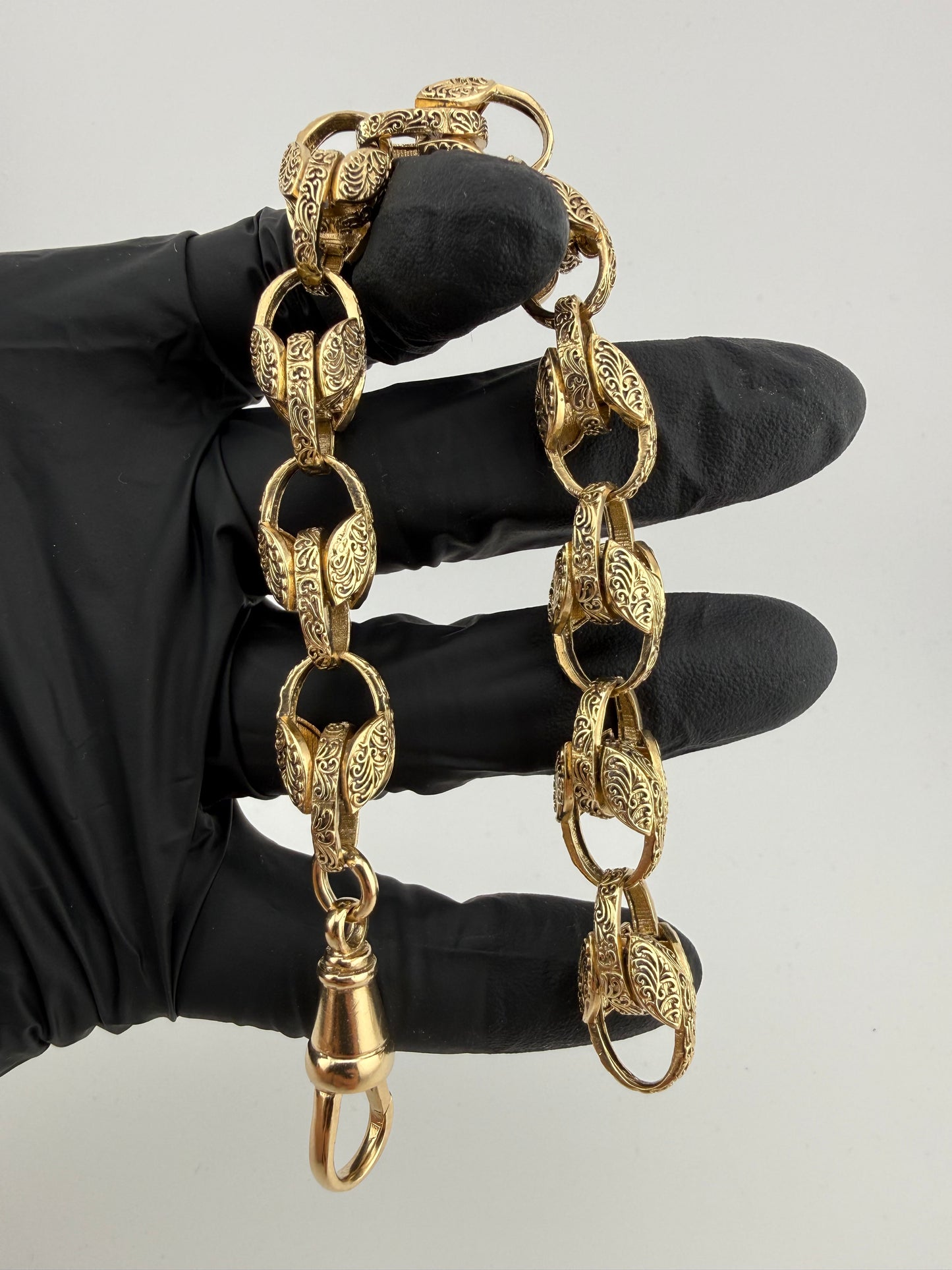 9ct Gold Tulip Bracelet 9.5" 12mm 40.2g