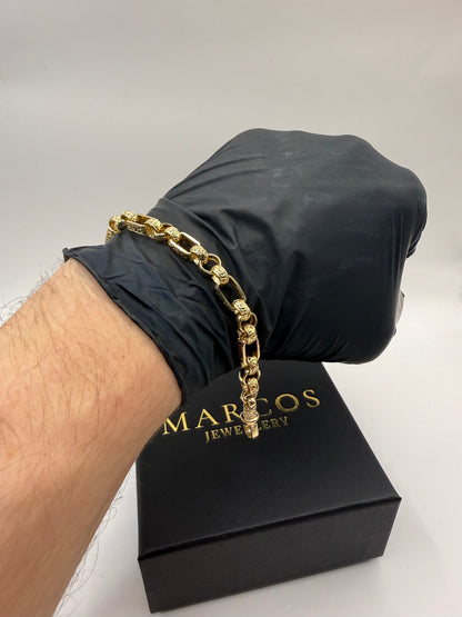 9ct Gold Gypsy Bracelet 6.75" 7.5mm 17.8g