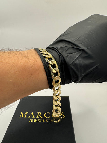 9ct Solid Gold Curb Bracelet 7.65” 11mm 29.4g