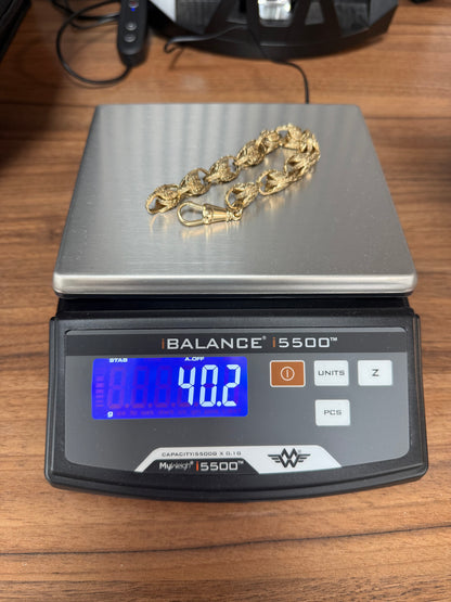 9ct Gold Tulip Bracelet 9.5" 12mm 40.2g