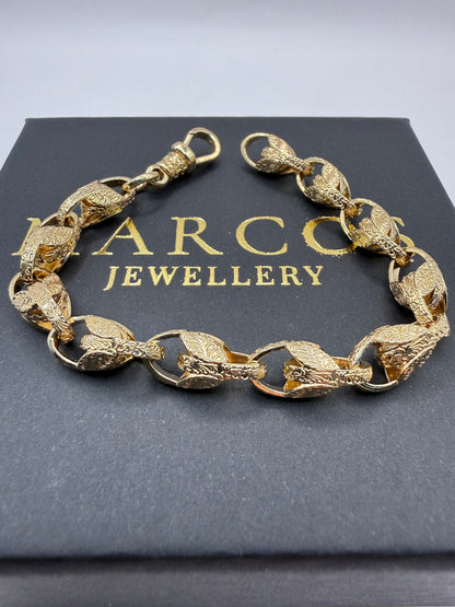 9ct Gold Tulip Bracelet 7.5" 8mm 22.96g
