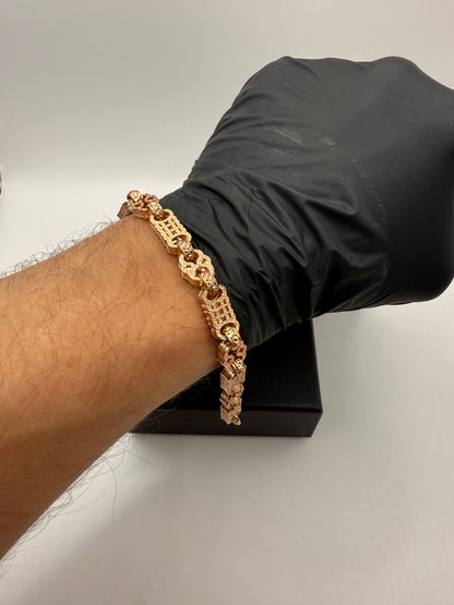 9ct Gold Stars & Bars Bracelet 7.5" 10mm 25.3g