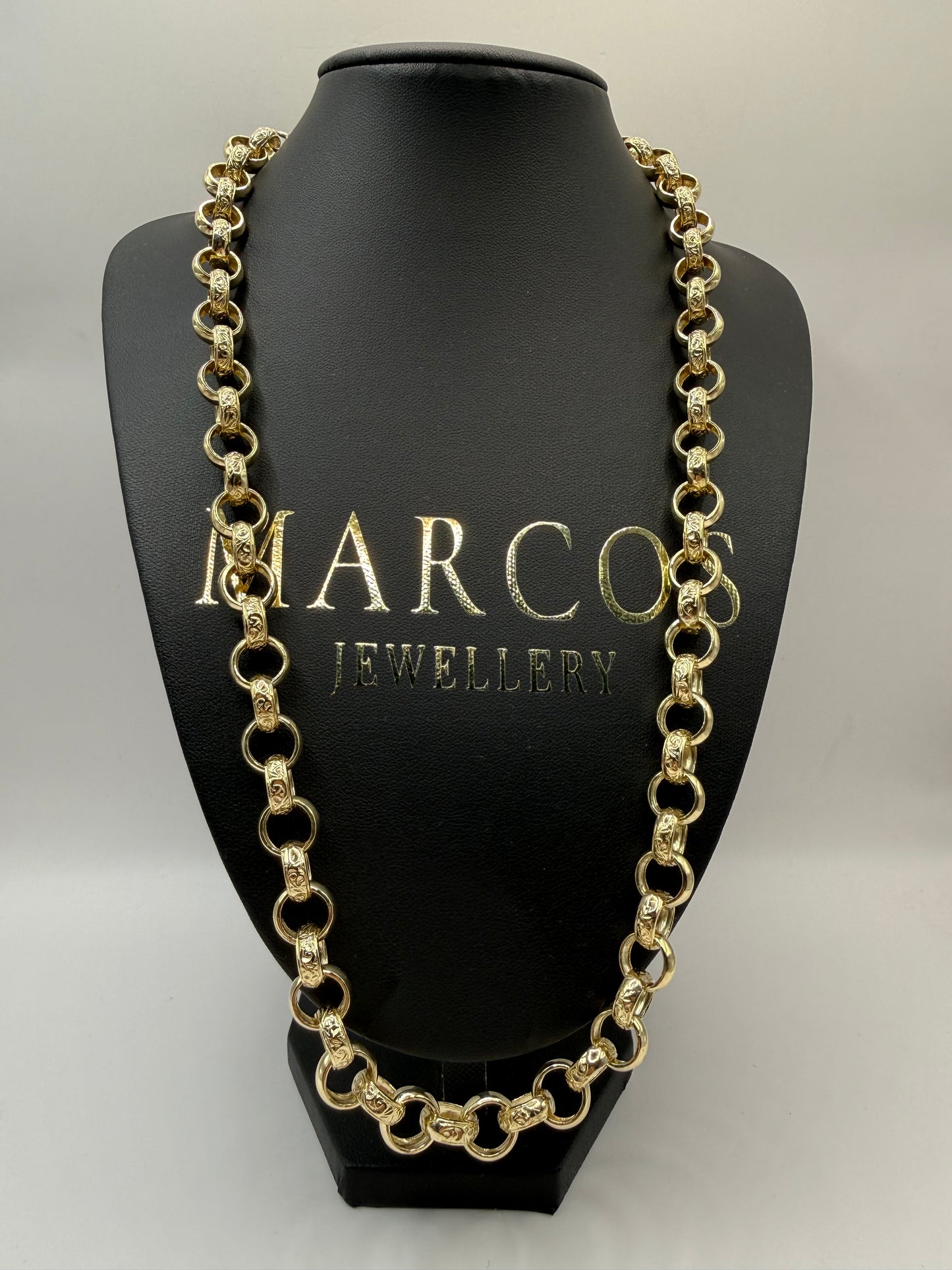 9ct Gold Belcher Chain 24.5" 11mm 77.36g