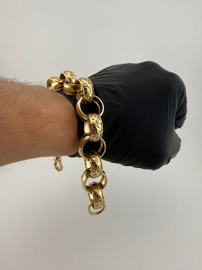 9ct Gold Belcher Bracelet 10.25" 19mm 69.8g