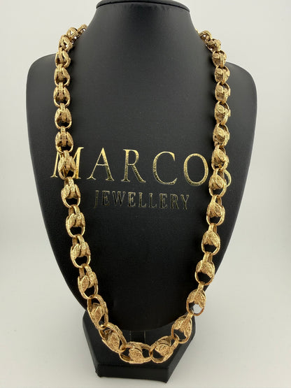 9ct Gold Tulip Chain 24.5" 10mm 81.5g
