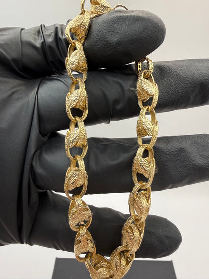 9ct Gold Tulip Bracelet 8.75" 8mm 15.67g