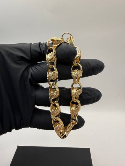 9ct Gold Tulip Bracelet 8.7" 11mm 37.9g