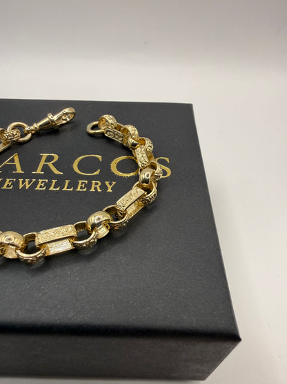 9ct Gold Gypsy Bracelet 7.5" 8mm 19.06g