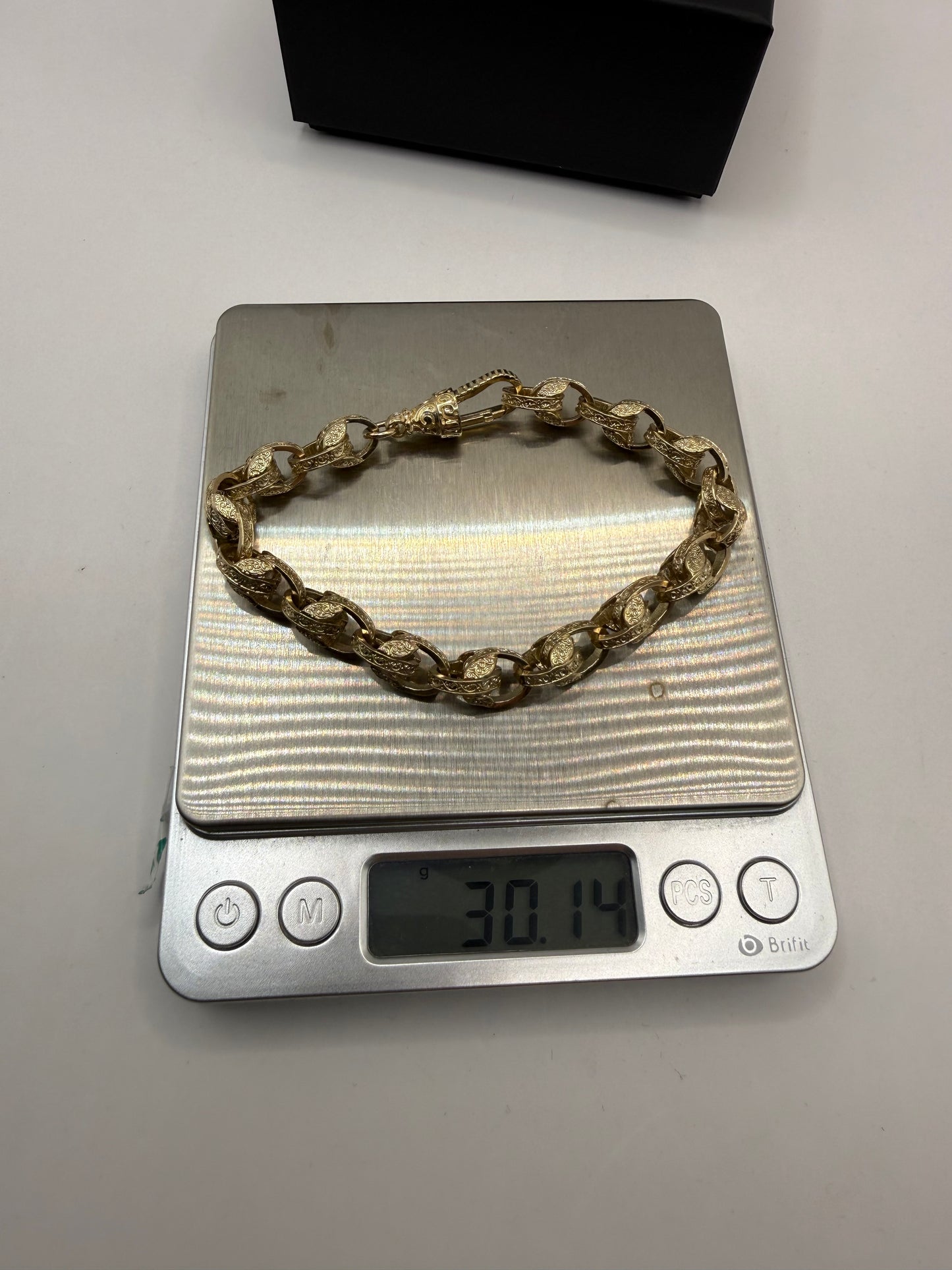 9ct Gold Tulip Bracelet 9" 10mm 30.1g