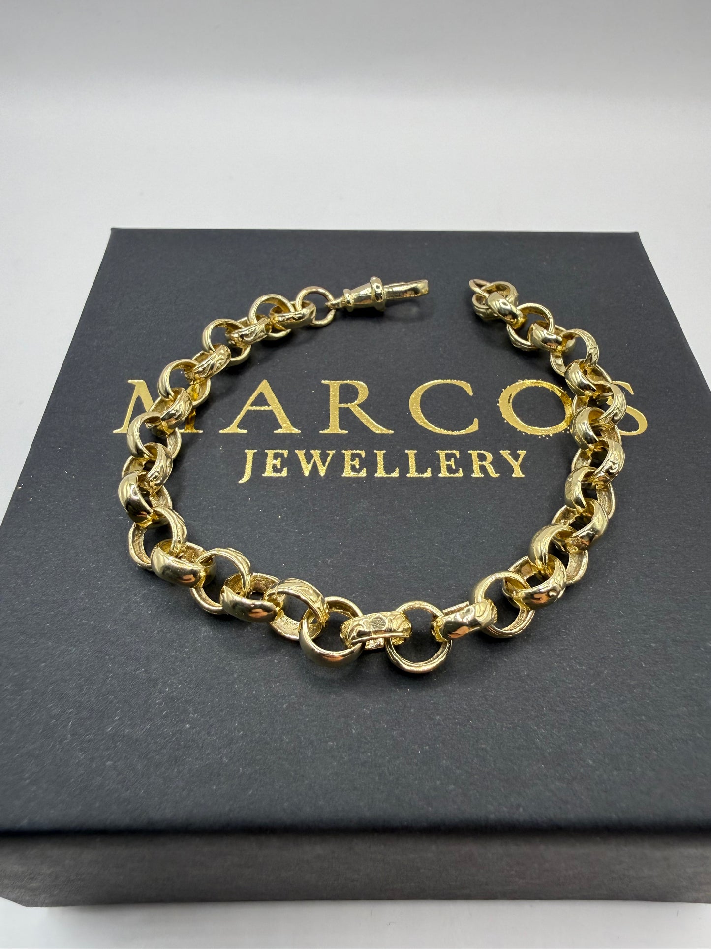9ct Gold Belcher Bracelet 8" 7mm 13.9g
