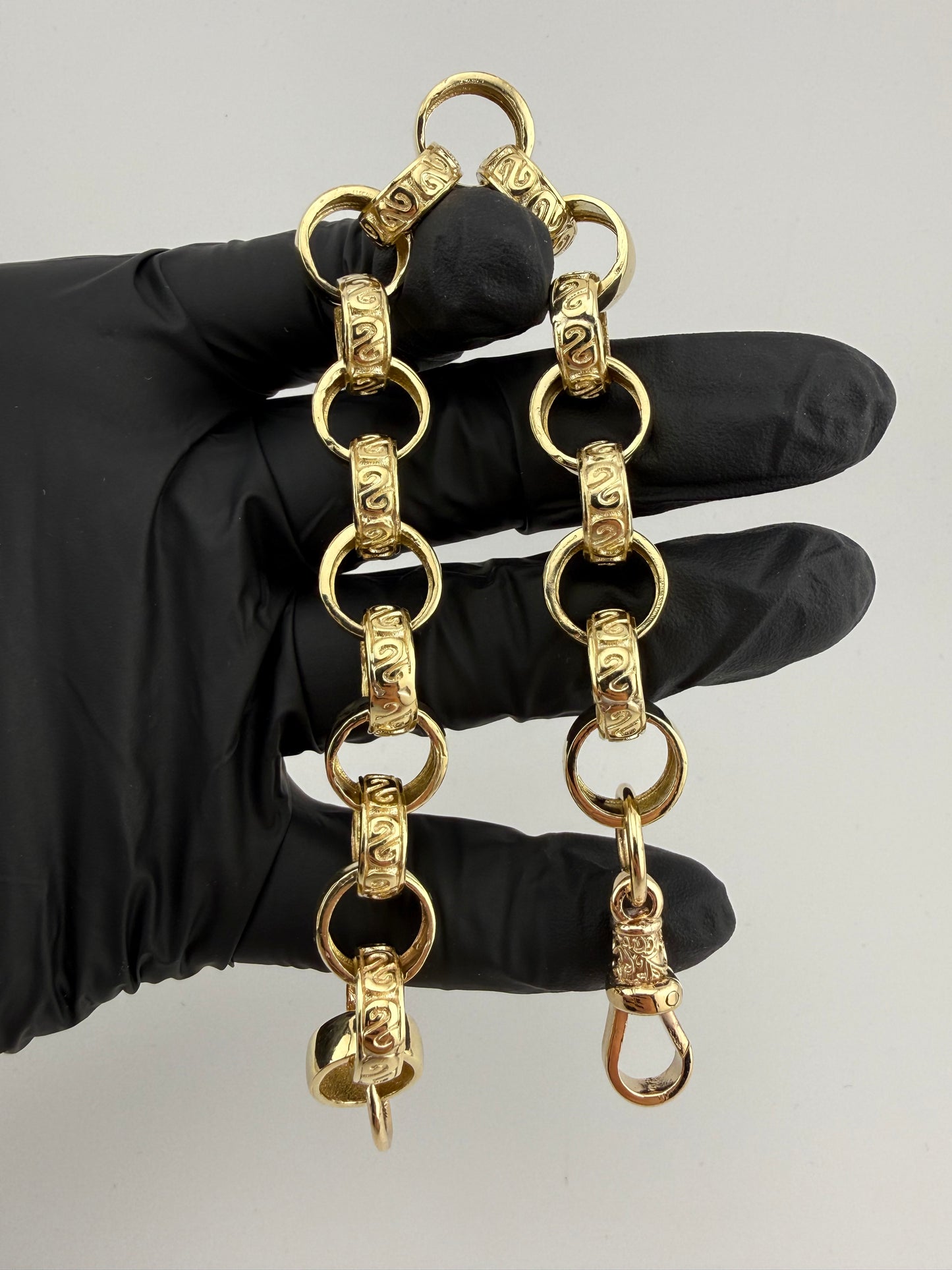 9ct Gold Belcher Bracelet 9.5” 14mm 44.65g