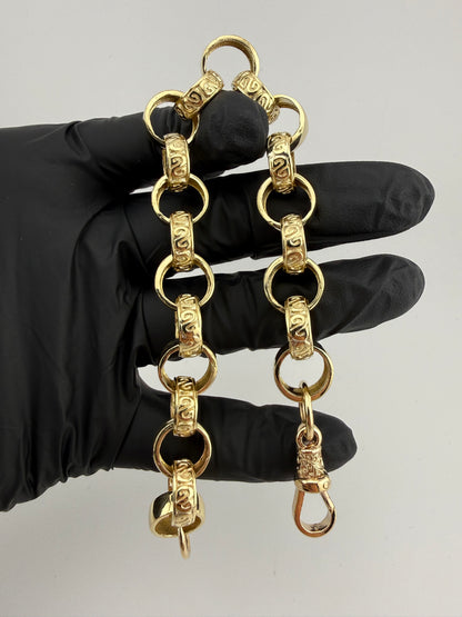 9ct Gold Belcher Bracelet 9.5” 14mm 44.65g