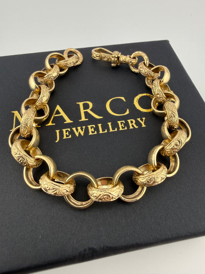 9ct Gold Belcher Bracelet 8.8" 12mm 30.9g